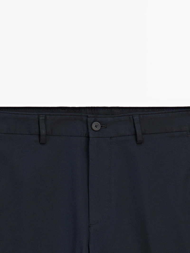 Cotton blend tapered fit trousers