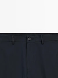 Cotton blend tapered fit trousers