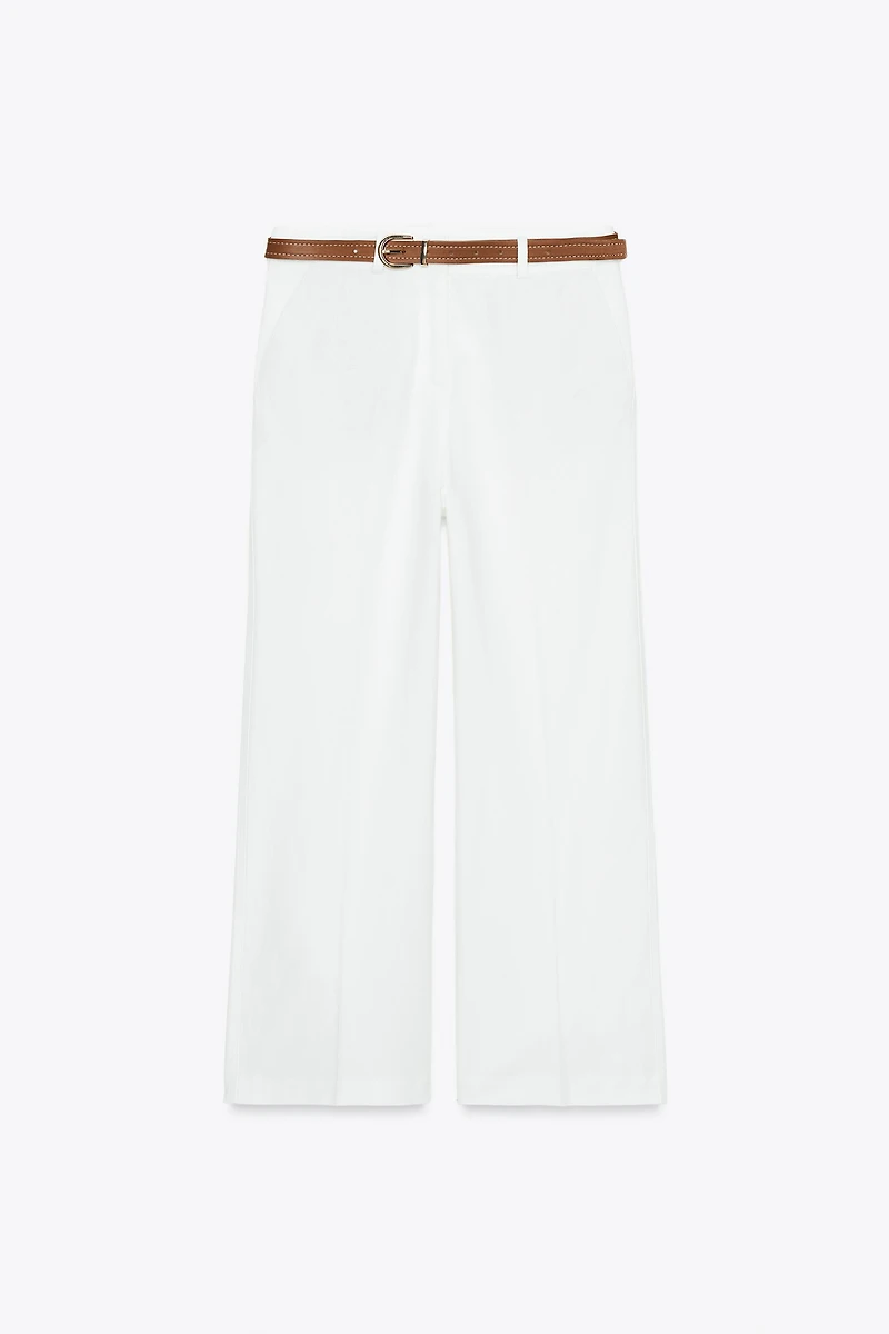 PANTALON CULOTTE AVEC CEINTURE EN LIN