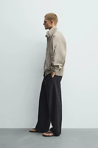 BLOUSON RELAXED FIT EN CUIR DAIM