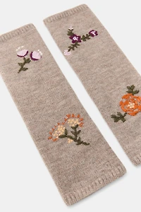 MITAINES EN MAILLE BRODÉES FLEURS