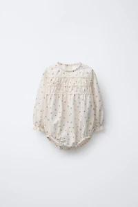 LACE TRIM FLORAL BODYSUIT