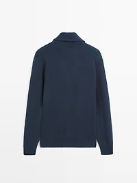 Cardigan avec col à revers en laine mélangée