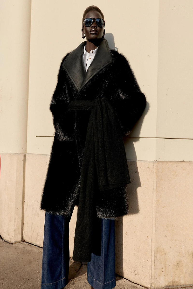 REVERSIBLE FAUX FUR DOUBLE-FACED COAT