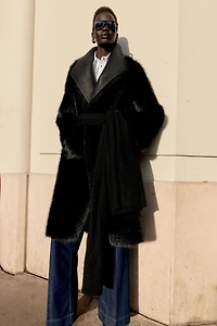 REVERSIBLE FAUX FUR DOUBLE-FACED COAT