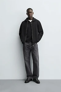 PURL KNIT CARDIGAN WITH ZIPPER