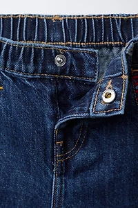 CONTRAST EMBROIDERED CULOTTE JEANS