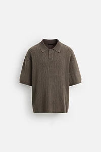 POLO EN MAILLE STRUCTURÉE DÉLAVÉE