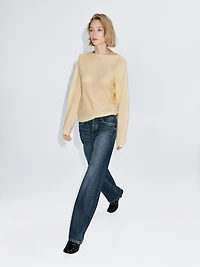 Boat neck knit sweater