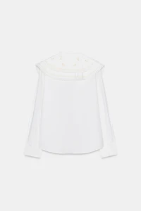 EMBROIDERED PETER PAN COLLAR POPLIN SHIRT