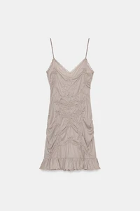 RUCHED LACE SHORT DRESS