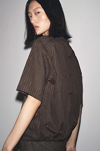ZW COLLECTION STRIPED LINEN BLEND TOP