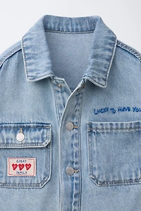 EMBROIDERED HEART DENIM JACKET