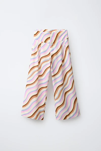 WAVE PRINT WIDE LEG PANTS