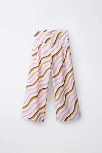 WAVE PRINT WIDE LEG PANTS