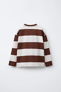 T-SHIRT À RAYURES AVEC INSCRIPTION BRODÉE