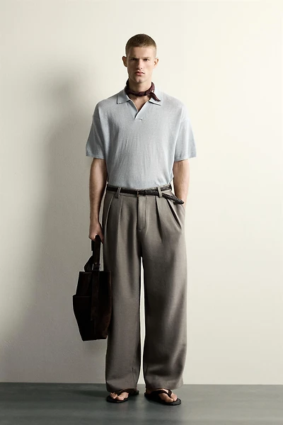 POLO EN MAILLE COUPE DÉCONTRACTÉE 100 % LIN