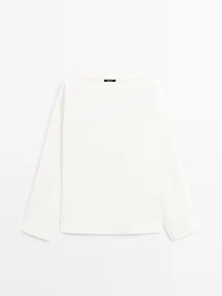 Poplin boat neck blouse