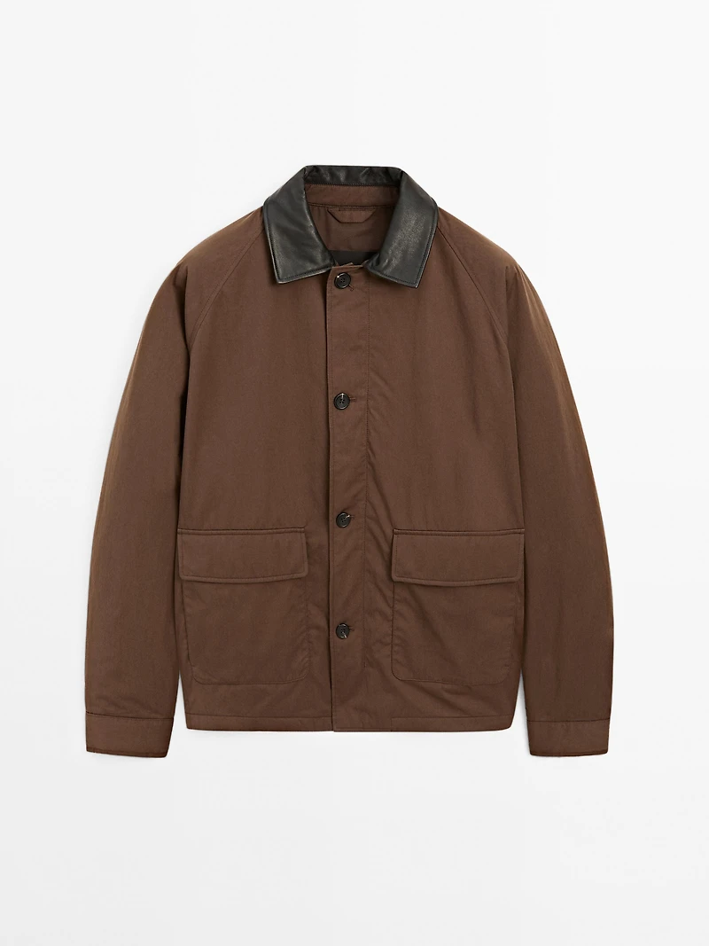 Short parka with collar detail