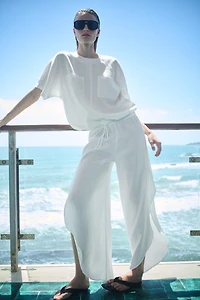 PANTALON 100 % LIN À FENTES ZW COLLECTION