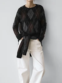 Pull maille à losanges laine d’alpaga