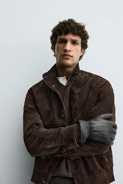 GANTS EN CUIR EFFET MOUTON