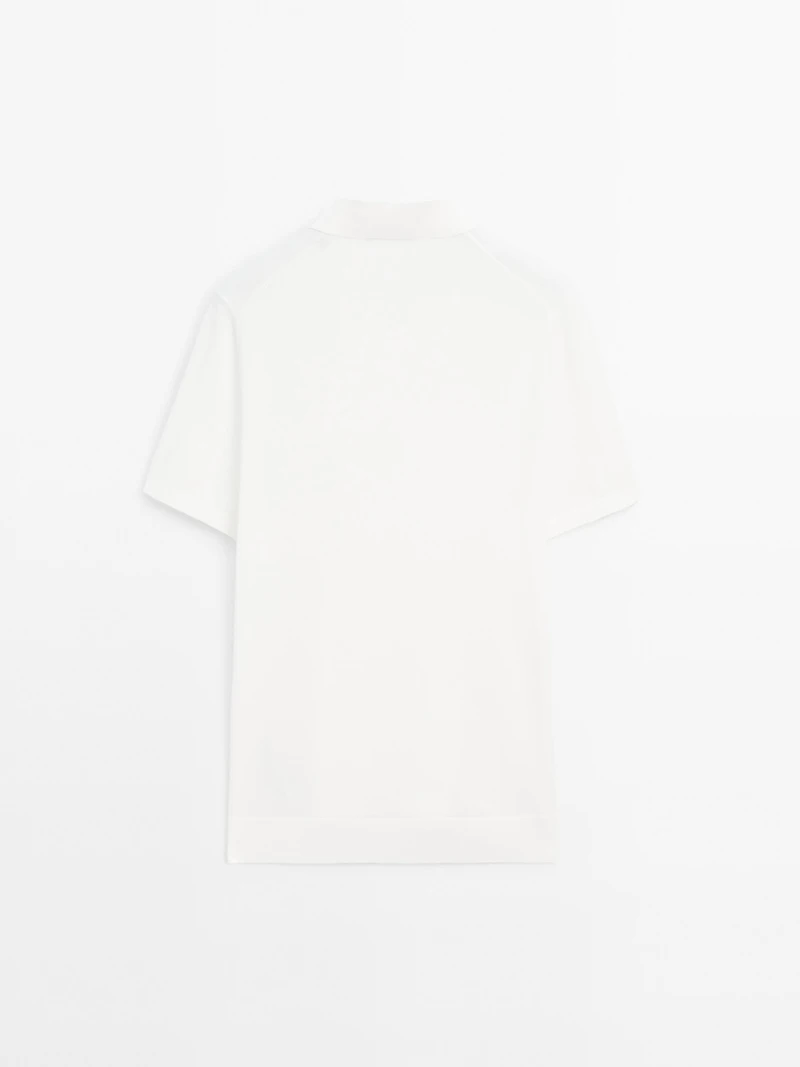 Short sleeve cotton knit polo shirt