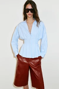 PLEATED POPLIN SHIRT