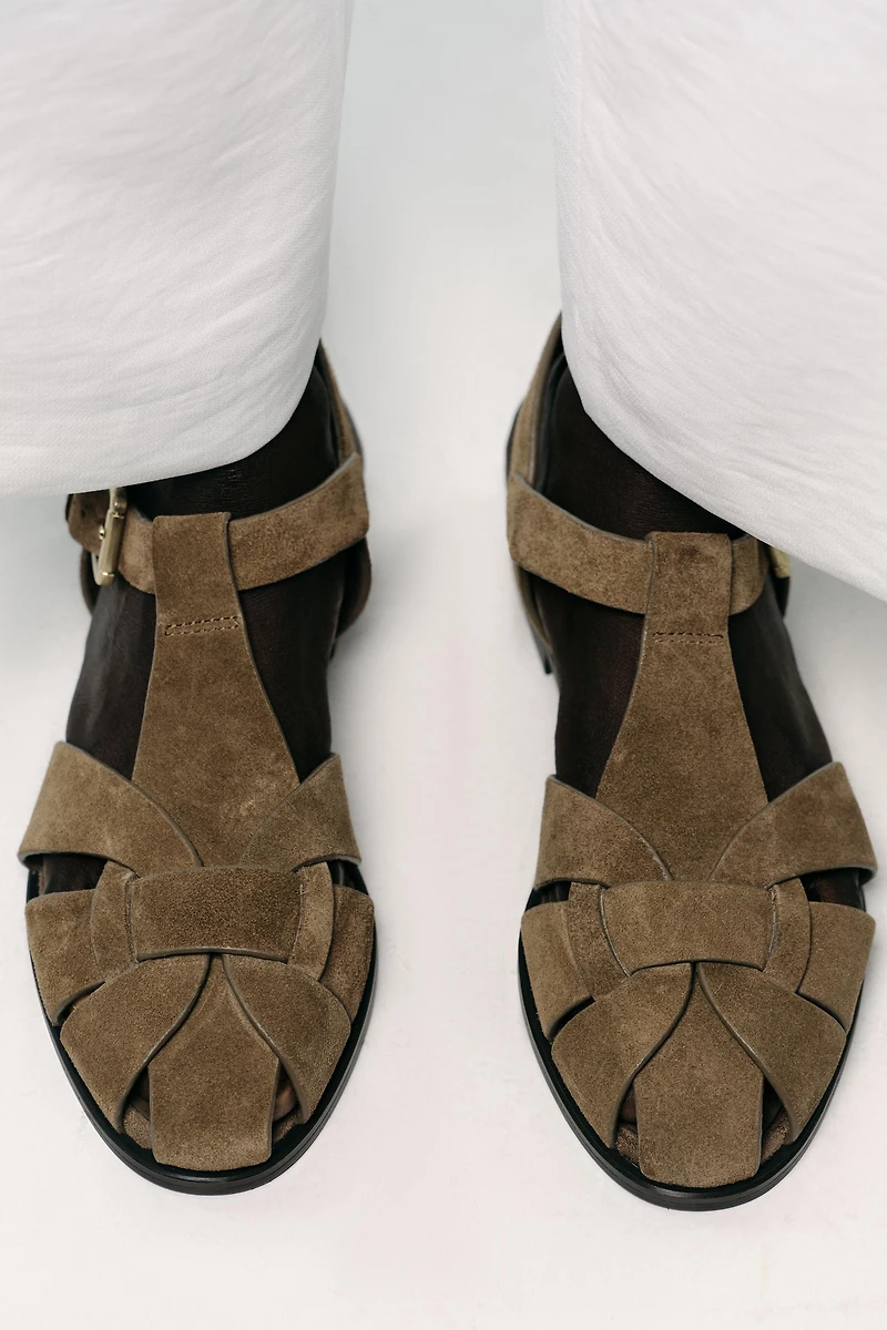SPLIT LEATHER FISHERMAN SANDALS