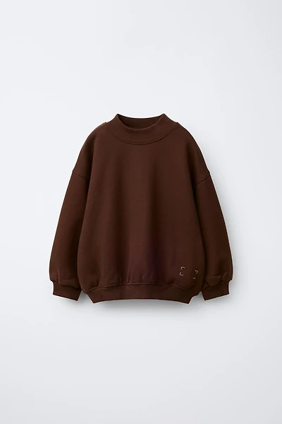 PLAIN MOCK NECK SWEATSHIRT