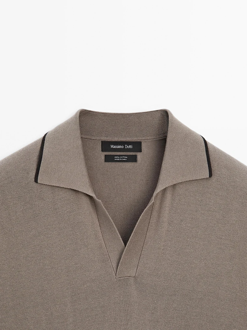 Knit polo shirt with contrast detail