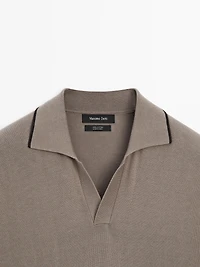 Knit polo shirt with contrast detail