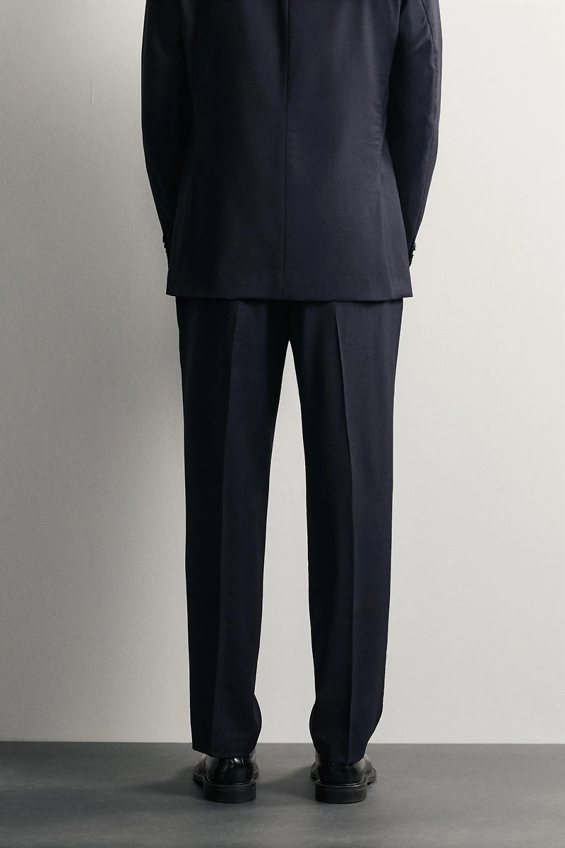 100% WOOL PINSTRIPE REGULAR FIT SUIT PANTS