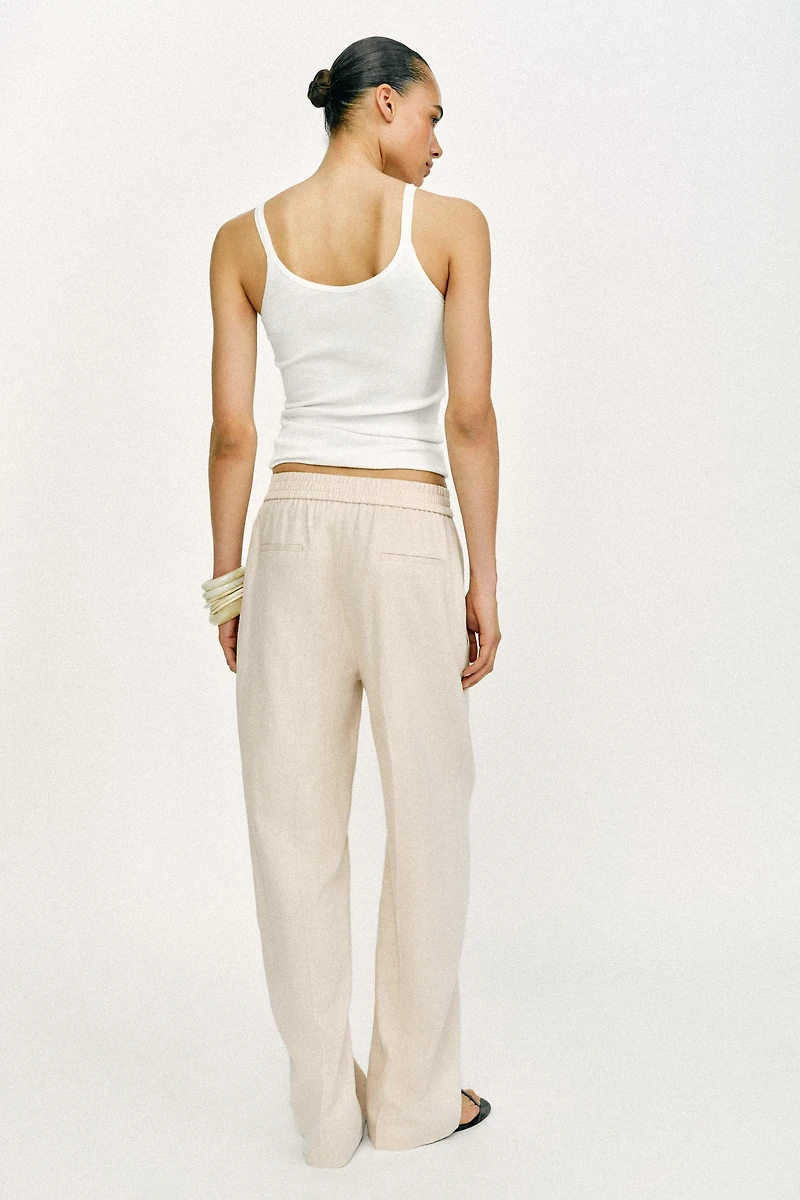 LINEN STRAIGHT LEG PANTS