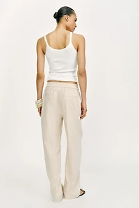 LINEN STRAIGHT LEG PANTS