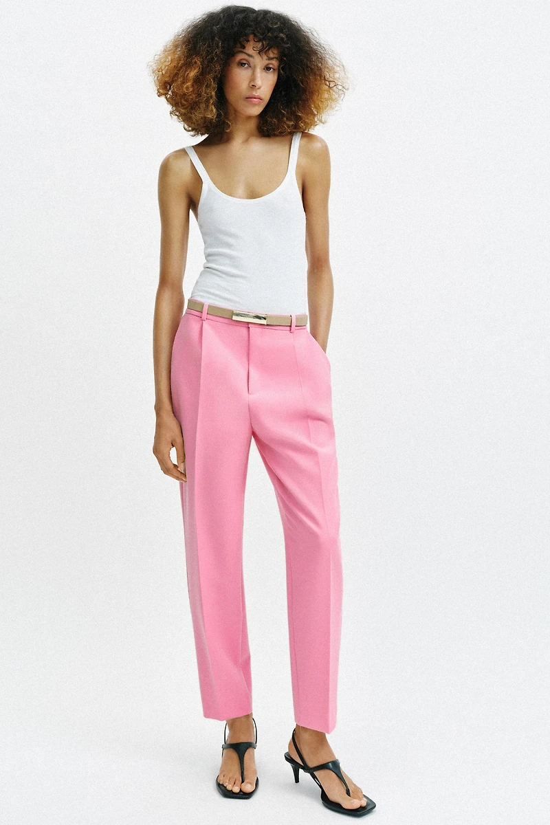BELTED ANKLE PANTS