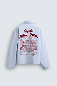 STRIPED GRAPHIC PRINT SHIRT