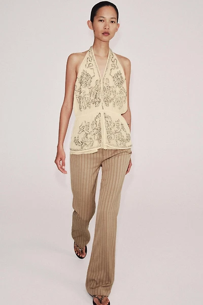 ZW COLLECTION LIMITED EDITION EMBROIDERED HALTER TOP