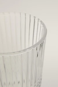 GLASS MUG WITH A RAISED GEOMETRIC DESIGN