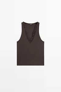 V-neck top with lace detail