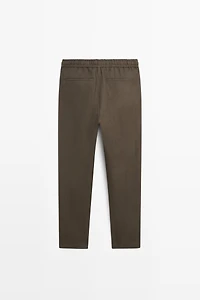 100% linen trousers with herringbone detail