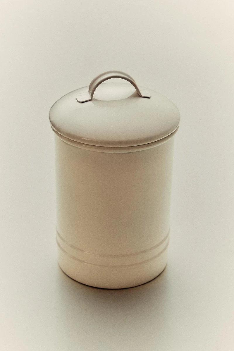 LACQUERED METAL CYLINDRICAL JAR