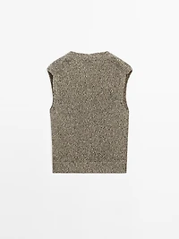 Veste sans manches en maille moulinée à col V