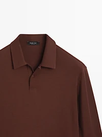 Long sleeve polo shirt with snap button