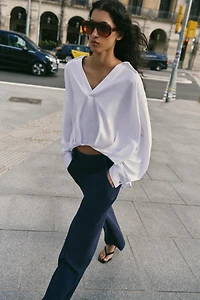 CHEMISE EN LIN À BASE BOUFFANTE