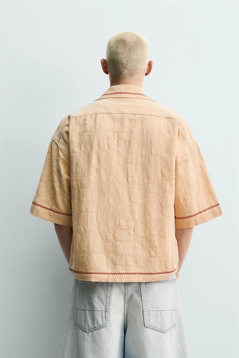 CHEMISE BOX FIT JACQUARD BRODERIES
