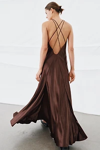 VOLUMINOUS SATIN LONG DRESS