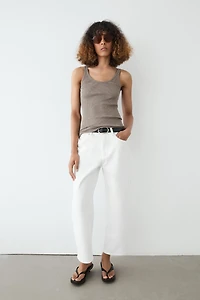 Ribbed silk blend strappy top