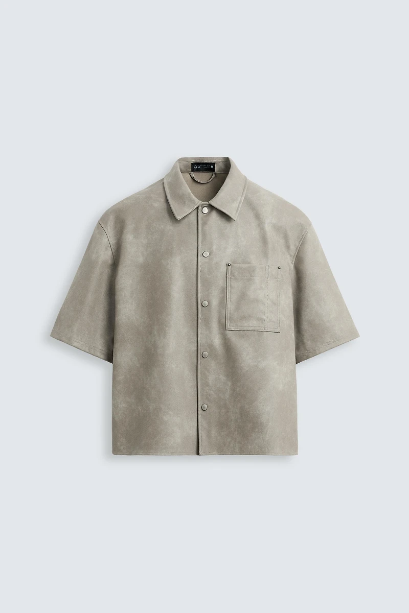 FAUX LEATHER OVERSHIRT