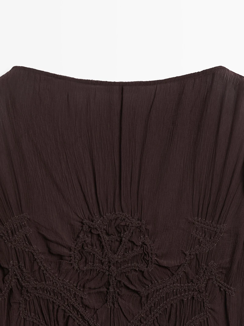 Flowing midi dress with gathered detail